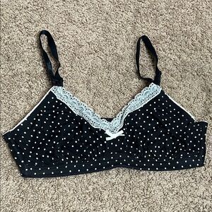 Polka Dot Lace Trim Nursing Bra